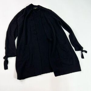 Charter Club Pure Cashmere Cardigan Womens Small Black Cuff Ties Open Front